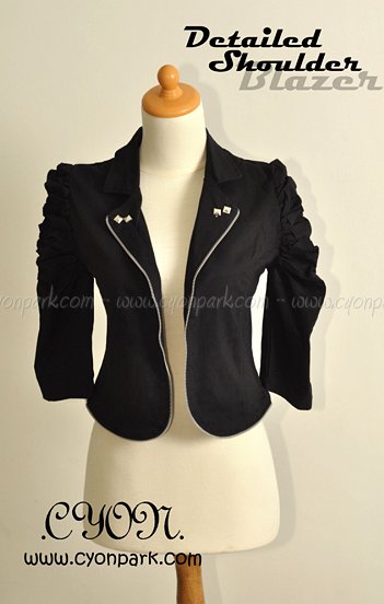  - www.cyonpark.com toko baju online detailed shoulder blazer black